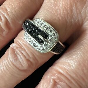 Black & Clear Buckle Crystal Ring